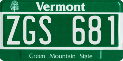 VT license plate ZGS681