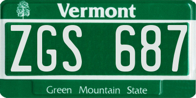 VT license plate ZGS687