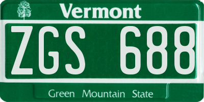 VT license plate ZGS688