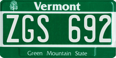 VT license plate ZGS692