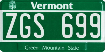 VT license plate ZGS699
