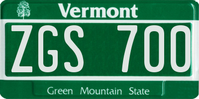 VT license plate ZGS700