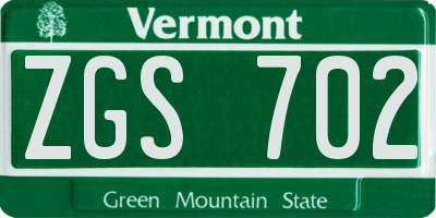VT license plate ZGS702