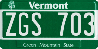 VT license plate ZGS703
