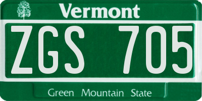 VT license plate ZGS705