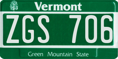 VT license plate ZGS706