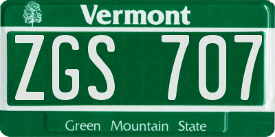 VT license plate ZGS707