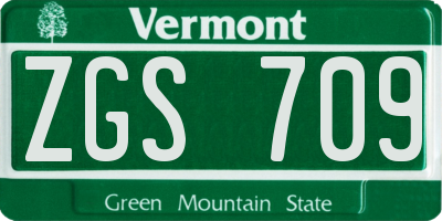 VT license plate ZGS709