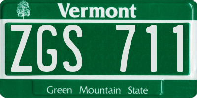 VT license plate ZGS711
