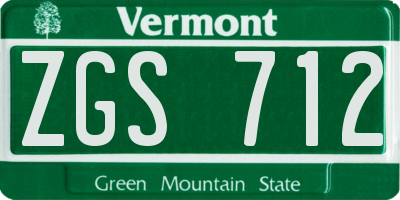 VT license plate ZGS712
