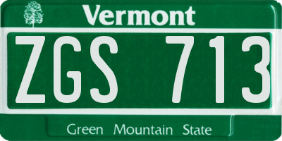 VT license plate ZGS713