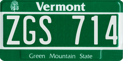 VT license plate ZGS714