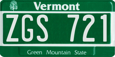 VT license plate ZGS721