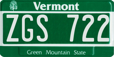 VT license plate ZGS722