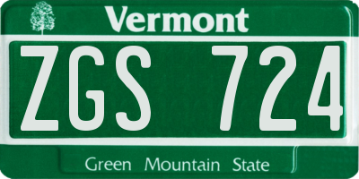 VT license plate ZGS724