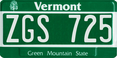 VT license plate ZGS725