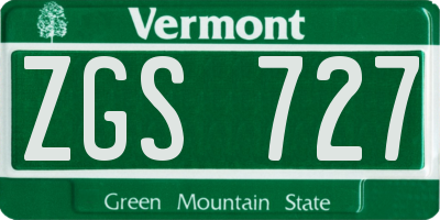VT license plate ZGS727