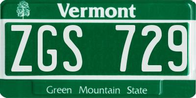 VT license plate ZGS729
