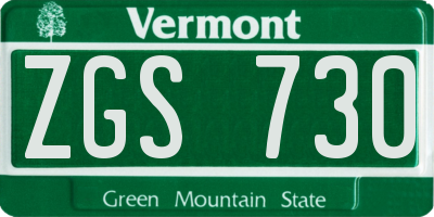 VT license plate ZGS730