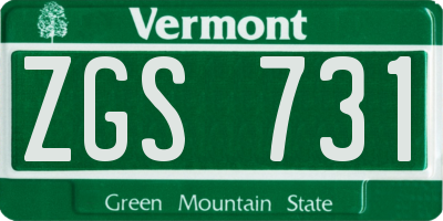 VT license plate ZGS731