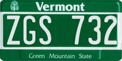 VT license plate ZGS732