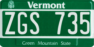 VT license plate ZGS735