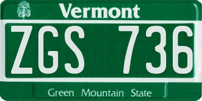 VT license plate ZGS736