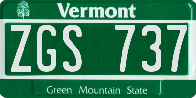 VT license plate ZGS737