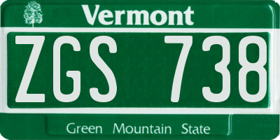 VT license plate ZGS738