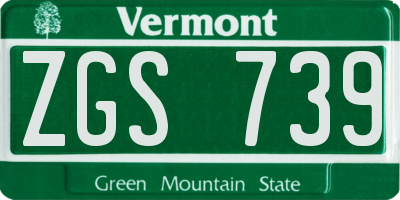 VT license plate ZGS739