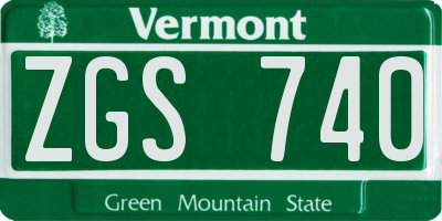 VT license plate ZGS740