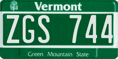VT license plate ZGS744