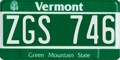 VT license plate ZGS746