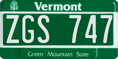 VT license plate ZGS747