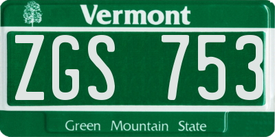 VT license plate ZGS753