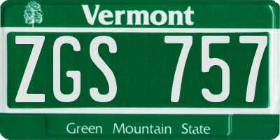 VT license plate ZGS757
