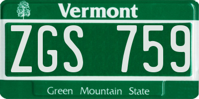VT license plate ZGS759