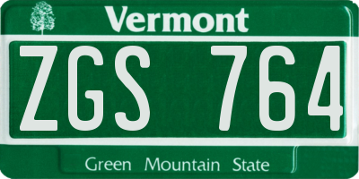 VT license plate ZGS764