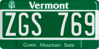 VT license plate ZGS769