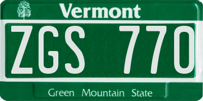 VT license plate ZGS770