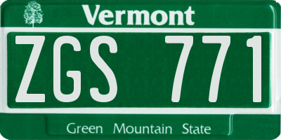 VT license plate ZGS771