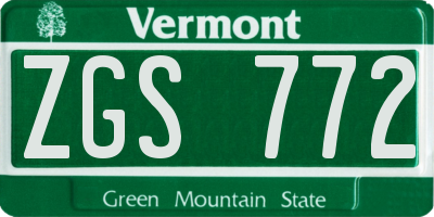 VT license plate ZGS772
