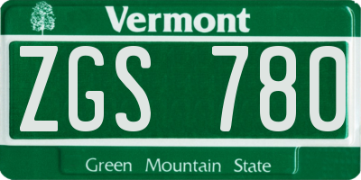 VT license plate ZGS780
