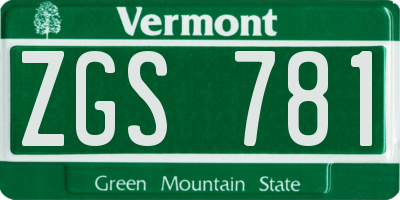 VT license plate ZGS781