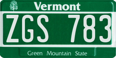 VT license plate ZGS783