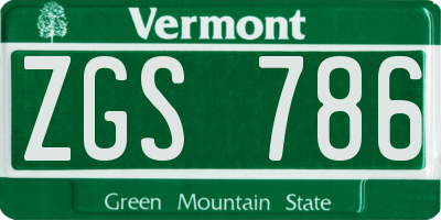 VT license plate ZGS786