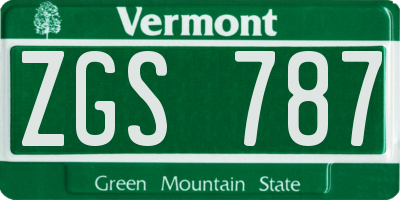 VT license plate ZGS787