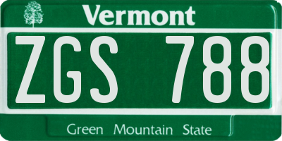 VT license plate ZGS788