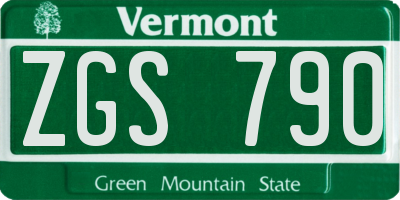 VT license plate ZGS790