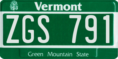 VT license plate ZGS791